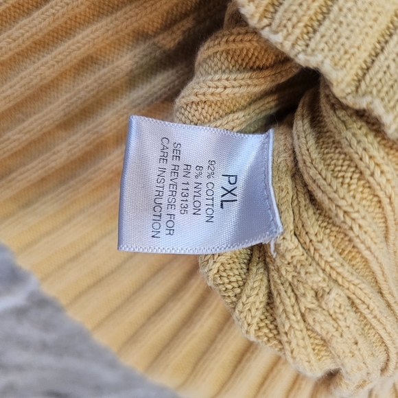 Leo & Nicole Mustard Ribbed Cable Knit Sweater PXL Petite XL - Picture 5 of 8